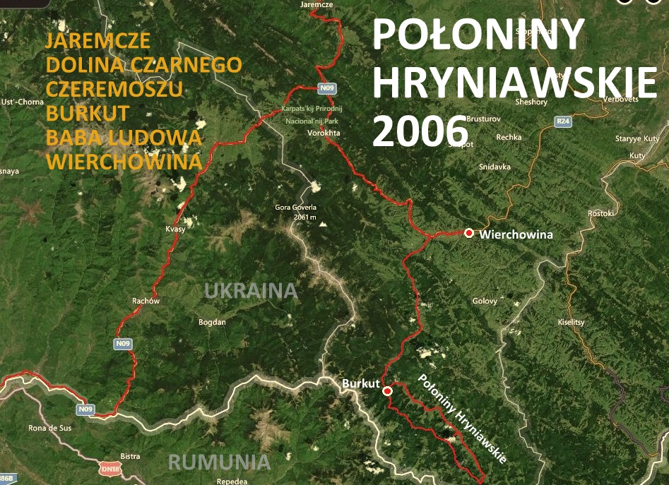 Połoniny Hryniawskie mapa