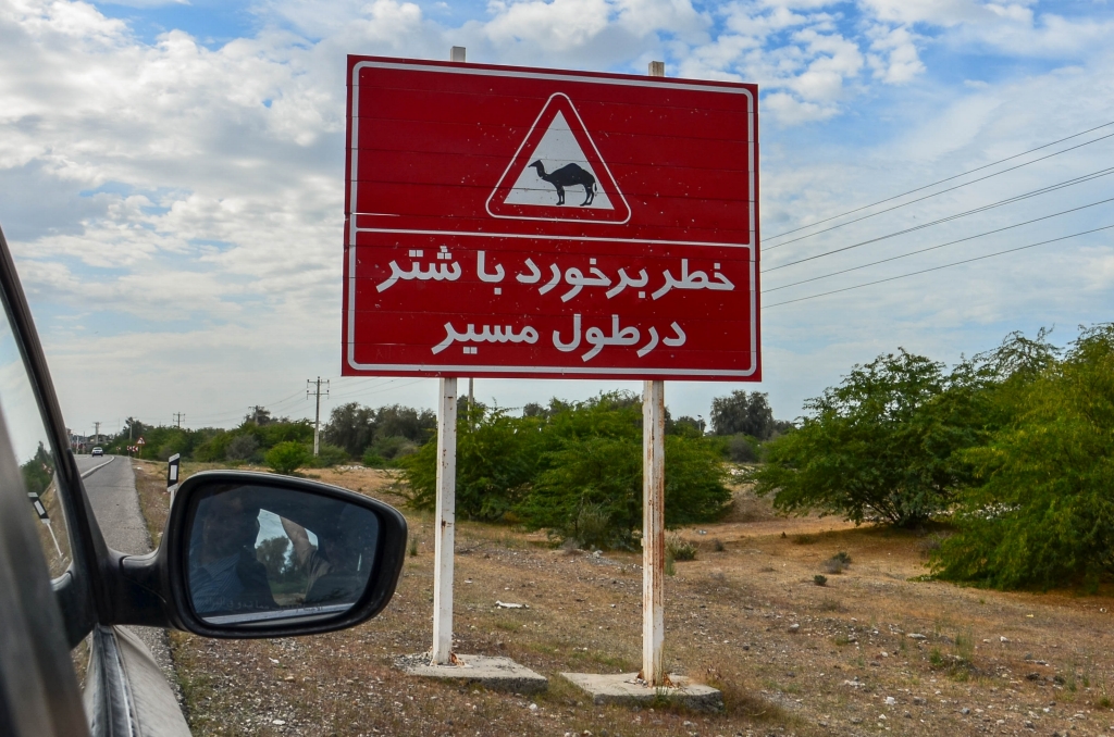 Znak drogowy Uwaga wielbłądy Iran