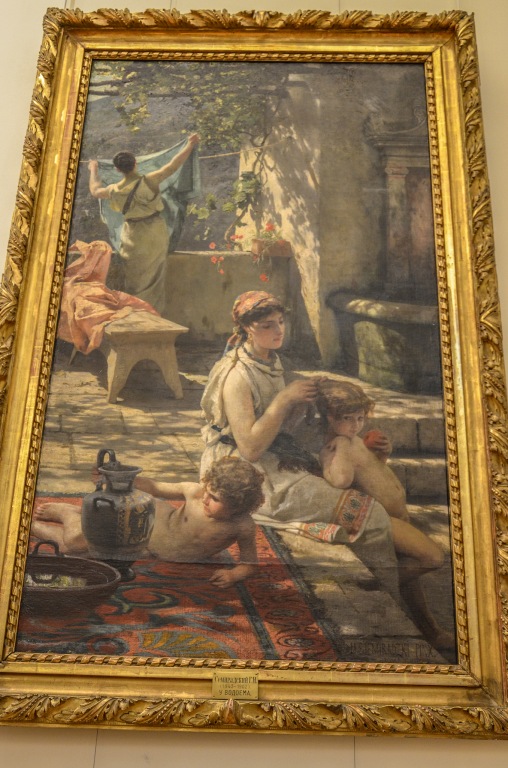 Henryk Siemiradzki „U wodopoju”. Siemiradzki by przedstawiany jako malarz rosyjski.